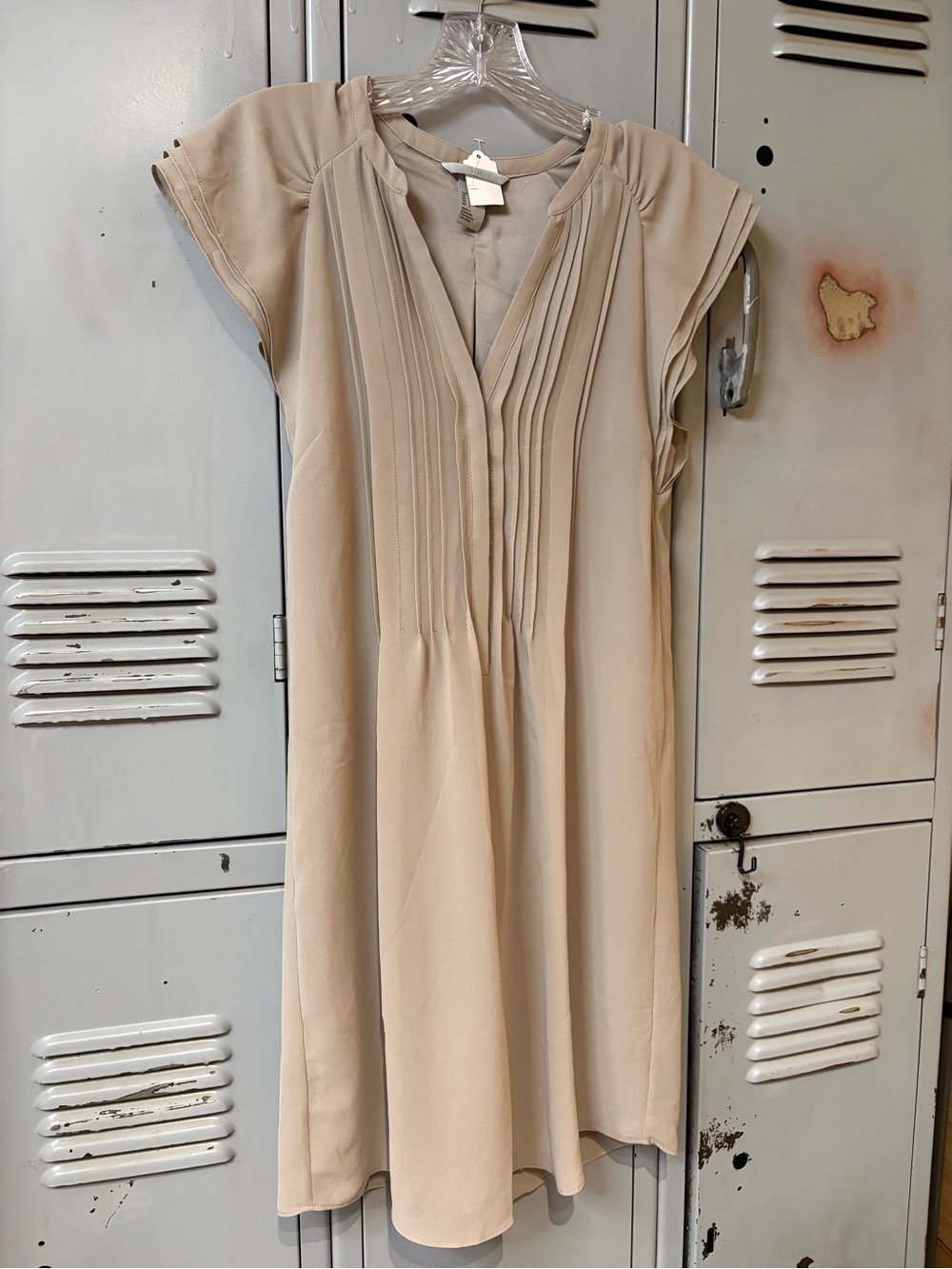 H&M Beige Pleated V-Neck Women’s Dress